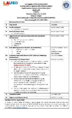 ELAC English Agenda