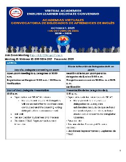 E.L DELEGATE CONVENING AGENDA